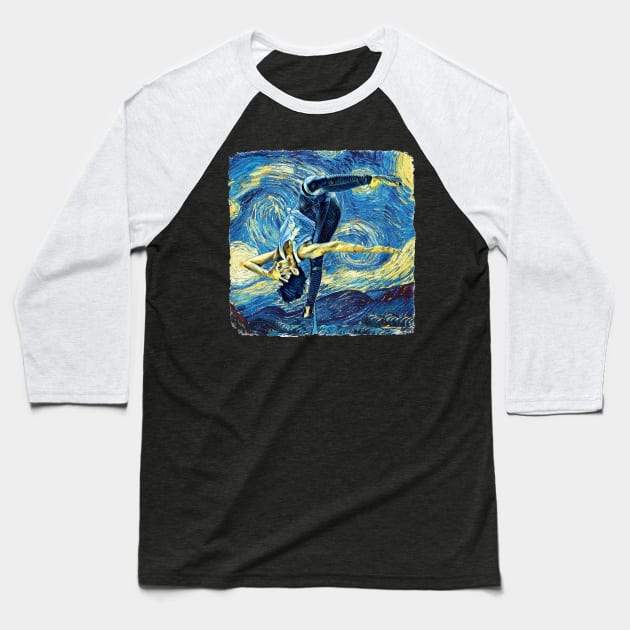 Yoga Van Gogh Style Baseball T-Shirt by todos